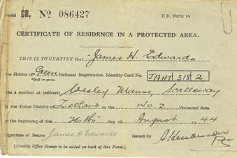 An example of a wartime Scalloway residence permit
